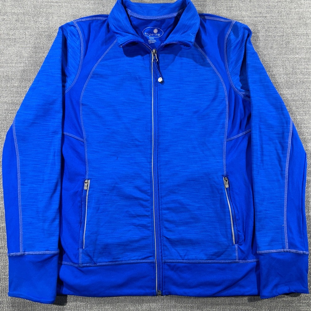 Tangerine Full Zip Active‎ Jacket Womens Medium Blue Excellent Thumbholes Pocket